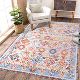 Garvee 8x10 Washable Rug for Living Room Boho Accent Large Carpet Moroccan Distressed Area Rug Stain Resistant Bohemian Area Rug for Bedroom Kitchen Nursery, Orange - Orange