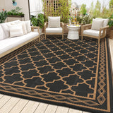 Garvee 9x12 Outdoor Rug Waterproof Reversible Patio Carpet for Deck Backyard Balcony RV Camping Black/Brown - Black & Brown