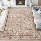 Garvee 5x7 Area Rug Vintage Retro Boho Washable Non Slip Low Pile Carpet Living Room Bedroom Dining Room Brown - Brown
