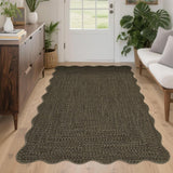 Garvee Imitation Braided Collection-Print 3x5 Entryway Rug Washable Non Slip Rubber Backing Soft Low Pile Rustic Accent Rug Farmhouse - Black & Brown