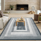 Garvee Washable Rugs 9x12 Rug for Living Room Modern Rug Non Slip Large Area Rug for Bedroom Soft Non Shedding Throw Rugs Stain Resistant Carpet forOffice Dining Room Nursery Grey 9'x12' - Gray