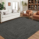 Garvee 3x5 Washable Rug with Non Slip Backing for Living Room and Bedroom, Low Pile Braided Carpet, Gray Brown - Gray Brown