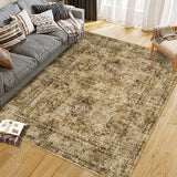 Garvee Area Rugs Vintage Oriental Printed Distressed Design Brown 8x10Ft Non Slip Soft Carpet for Living Room Bedroom - Brown