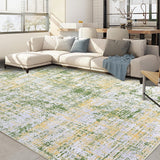Garvee Washable Area Rugs 4x6 Rug for Living Room Indoor Mats for Entryway Soft Bedroom Rug Non Slip Modern Abstract Area Rug Farmhouse Throw Rugs Low Pile Stain Resistant Carpet 4'x6' Tender Grass - Yellow Green