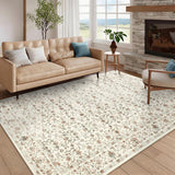 Garvee Washable Area Rugs Floral 8x10 Beige Non Slip Lightweight Low Pile for Living Room Bedroom Kitchen - Beige