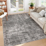 Garvee Area Rug Large Living Room Rug 9x12 Machine Washable Floor Carpet, Non-Slip Vintage Distressed Area Rug, Low Pile Soft Accent Rug for Under Dining Table, Bedroom, Nursery Room - Dark Gray