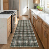 Garvee Tartan Plaid Runner Rug 2x10, Washable Non Slip Low Pile Faux Wool Carpet, Farmhouse Kitchen Hallway Bathroom Runner Rug for Entryway Laundry Room, Teal & Brown - Teal & Brown