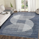 Garvee Area Rug 5x7 Washable Modern Geometric Rug Blue Ultra Thin Non Slip Carpet for Living Room Bedroom Dining Room Kitchen - Blue