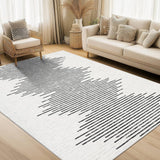 Garvee Beige-Middle Black 10x13 Washable Rug for Living Room Dining Room Modern Minimalistic Office Carpet Non Slip - Beige-Middle Black