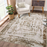 Garvee Large Area Rug, 10x13 Contemporary Abstract Gradient Geometric Carpet with Non Slip Rubber Backing for Under Dining Table Nursery Home Office Bedroom Brown - Khaki