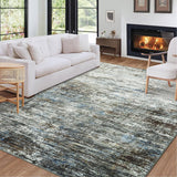 Garvee Washable Area Rug 5x7 Modern Abstract Machine Washable Rug Contemporary Aesthetic Carpet Stain Resistant Non-Slip Accent Rug Farmhouse Floor Cover for Dining Bedroom Decor, Blue/Grey - Blue/Gray