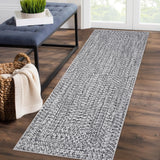 Garvee Washable Runner Rug 2x10 Hallway Runners Printed Braided Distressed Runner Rug Solid Printed Weaving Entryway Carpet for Kitchen Living Room Home Office - Gray-Style2