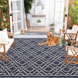 Garvee Outdoor Rug 4x6 Blue Waterproof Geometric Modern Patio Rug for Indoor Outdoor Use - Blue