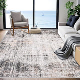 Garvee Rugs For Living Room 8x10ft Machine Washable Vintage Area Rugs Non-Slip Backing Soft Short Pile Carpet Bedroom Kitchen Hallway Office - Gray
