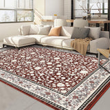 Garvee Washable 8x10 Area Rugs Vintage Soft Low Pile Rubber Backing for Living Room Bedroom Red - Red