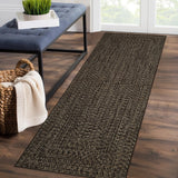 Garvee 2' x 6' Printed Braided-Style Runner Rug, Washable Low-Pile Rug with Non-Slip TPR Backing for Hallway, Kitchen & Entryway, Dark Brown - Dark Brown