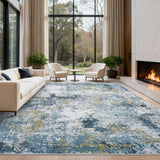 Garvee 10x13 Kitchen Modern Home Decor Area Rug Easy to Clean Printed Blue Yellow Washable Large Rug - Blue Yellow