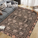 Garvee Area Rug Vintage Floral Carpet Machine Washable Non-Slip Low Pile Brown 9x12Ft for Living Room Bedroom Dining Farmhouse - Brown