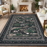 Garvee Floral 4x6 Area Rugs Washable Non Slip Modern Floor Rugs for Living Room Bedroom, Black, Low Pile, Stain Resistant - Black
