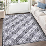 Garvee Washable Rugs 9x12, Soft Large Living Room Rugs Arch Pattern Moroccan Trellis Area Rug Non Slip Indoor Floor Carpet for Bedroom Nursery Kitchen Dining Room, Grey - Gray