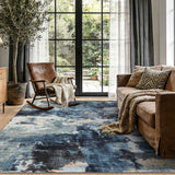 Garvee Abstract 9x12 Area Rugs Washable Soft Non Slip Modern Ultra Thin Non Shedding Large Carpet Blue - Blue