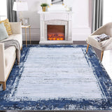 Garvee Large Rug 10x13 Washable Rugs Solid Living Room Rugs Bordered Rugs Modern Geometric Neutral Rug, Stain-Resistant Non-Slip Rugs for Living Room Farmhouse Soft Foldable Area Rug 10x13 Navy - Blue