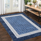 Garvee Area Rugs 8x10, Washable Rug, Foldable Rug for Bedroom Non Shedding Living Room Anti-Slip Rubber,Easy Care, Pearl Velvet Washed Back Folding Printed Carpet for Dining Room Creative Streak Pattern,Blue - Blue