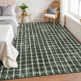 Garvee Area Rug 3x5 Green Washable Non Slip Entryway Mat Geometric Checkered Print Bedroom Rugs Indoor Modern Low Pile Carpet - Green