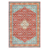 Garvee 6x9ft Persia Style Area Rug Red-Green,Machine Washable Stain-Resistant Area Rug with Non-Slip Backing Low for Living Room, Bedroom, and Dining Room - Red & Green
