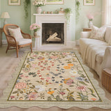 Garvee 8x10 Washable Area Rug Non Slip Scalloped Floral Snake Design Low Pile Faux Wool Carpet for Bedroom Living Room - Brown