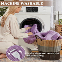 Garvee Heated Blanket Queen Size with Dual Control, Waffle Electric Blankets with ETL Certified, Soft Flannel Heating Blanket, 4 Heating Levels, 10 Hours Auto Off, Purple, 84" x 90"