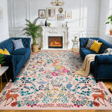 Garvee 5x7 Washable Area Rug Non-Slip Low Pile Stain Resistance Rug with Peacock and Deer for Living Room Bedroom Dining Room Pink - Pink