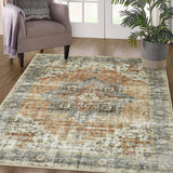 Garvee Area Rug 5x7 Vintage Vintage Rug Machine Washable Indoor Floor Cover Print Carpet DistresseRug Machine Washable Foldable Accent Rug for Living Room Bedroom, Brown - Brown & Khaki