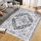 Garvee Persian Grey 8x10 Machine Washable Vintage Area Rugs With Non Slip Rugs for Living Room Bedroom Traditional Woven Rug Carpet Stain Resistant,Rug Decor Office Boho Rug - Gray