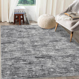 Garvee Solid Grey 4x6 Bedroom Area Rug Modern Abstract Area Rug Stain Resistant Living Room Rug Contemporary Dining Room Rug Non-Slip Solid Rug Aesthetic Accent Floor Carpet for Kitchen Office, Ivory/Grey - Gray
