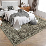 Garvee 5x7 Area Rug Washable Rug Non-Slip Living Room Indoor Stain Resistant Large Bedroom Rug Vintage Distressed Throw Floor Cover Traditional Accent Carpet for Dining Room Home Decor, Brown - Brown