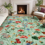 Garvee 5x7 Floral Area Rug Washable Low Pile Non Slip Vintage Carpet for Living Room Bedroom Kitchen Light Green - Light Green