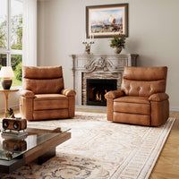 Garvee Oversized Wide Massage Recliner Chair, PU Leather Large Manual Recliner for Adults, Ultimate Comfort Lazy Boy with 1.5X Sponge Filling and Easy Recline Mechanism for Relaxation, Brown