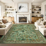 Garvee Area Rugs 9x12 Washable Non Slip Green Soft Modern Botanical Floral Rug for Living Room Bedroom Dining Room - Green