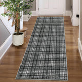 Garvee Washable Runner Rug 2'x6' Gray Non Slip Modern Plaid Farmhouse Entryway Soft Low Pile Stain Resistant Carpet - Gray