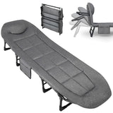 Garvee 79" Portable Folding Bed with Cushion and Pillow, Camping Cot for Adults, Lightweight, Grey, 500 Lbs Support - Grey