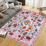 Garvee Colorful Floral Door Rug Ultra Soft Non-Slip Area Rug for Entryway Kitchen Bedroom, Multiple Sizes, Neutral Colors - Pink