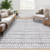 Garvee 8x10 Washable Area Rug Large Living Room Rug Indoor Non-Slip Boho Rug Stain Resistant Geometric Bedroom Rug Dining Room Accent Rug Moroccan Throw Floor Carpet for Home Office, Grey - Gray