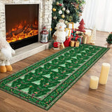 Garvee Distressed Christmas Green 2x6 Low Pile Non-Slip Machine Washable & Foldable Rug for Living Room, Bedroom, Entryway & Holiday Gatherings - Green