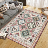 Garvee Area Rug Machine Washable Non-Slip Low Pile Geometric Print for Living Room Bedroom Nursery Entryway, Various Sizes, Multi-Color - Red