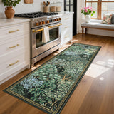Garvee Forest Runner Rug Blue Green Washable 2x6 Botanical Non-Slip Stain Resistant for Kitchen Bedroom Entryway - Bluish Green