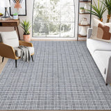 Garvee Washable 10x13 Area Rugs Large Rug Solid Checkered Rug Machine Washable Solid Rug Farmhouse Rugs Carpet Non Slip Low Pile Area Rug for Living Room Bedroom Farmhouse - Dark Gray