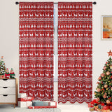 Garvee Christmas Curtains 84 Inches Long, Boho Design Room Darkening Drapes Christmas Tree and Deer Pattern Soft Privacy Window Curtain Panels for Bedroom and Living Room Decoration, 2 Panels - White Boho
