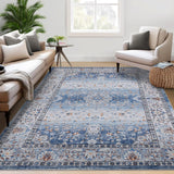 Garvee Washable Rugs 5x7 Vintage Distressed Floral Non Slip Area Rug for Living Room Bedroom Nursery Blue - Ombre|Blue