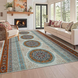 Garvee Vintage Boho Area Rug Large 9x12 Washable Rugs Traditioanl Throw Carpet Stain Resistant Throw Carpet With Non-Slip Backing For Bedroom Nursery Apartment Living Room,Orange - Ancient Orange